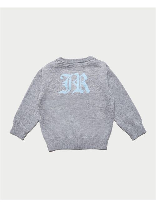 John Richmond grey baby cardigan with logo plaque JOHN RICHMOND | RIA25010CDGREY STEEL
